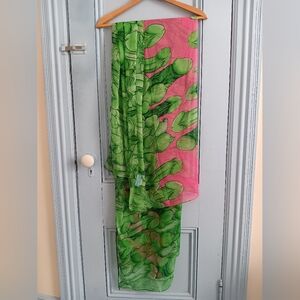 Green and Pink Cactus Scarf